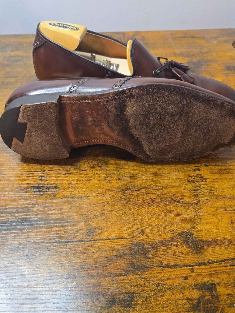 Church's Pre-Prada Belmont Oxford Last 69R UK 7.5D US 8.5 Burgundy + Trees - Picture 7 of 8